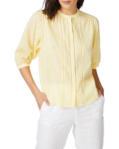 Court & Rowe Clip Dot Short Sleeve Cotton Shirt - Yellow