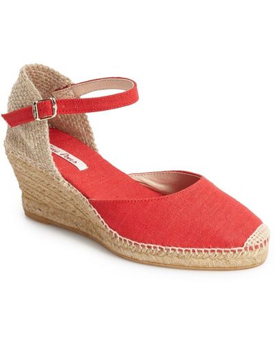 Toni Pons 'caldes' Linen Wedge Sandal - Red