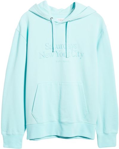 Saturdays NYC Ditch Miller Standard Logo Embroidered Hoodie - Blue