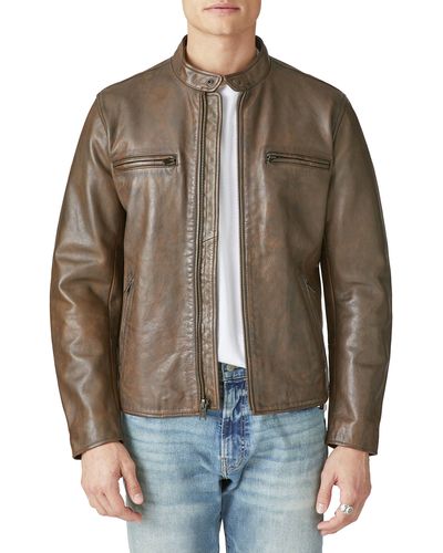 Lucky Brand Bonneville Washed Leather Jacket - Brown