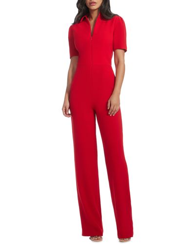 Dress the Population Gloria Front Zip Jumpsuit - Red