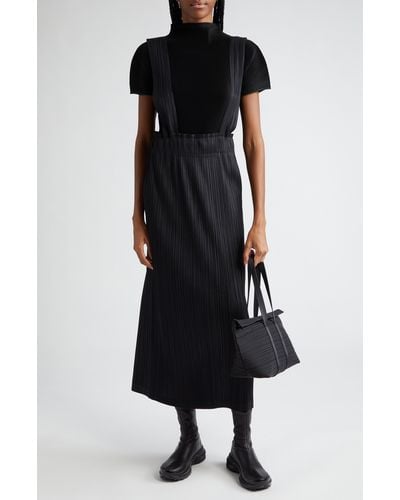 Pleats Please Issey Miyake Thicker Bottoms Pleated Crop Overall Skirt - Black