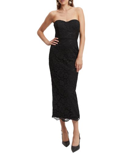 Bardot Kayleigh Strapless Lace Midi Dress - Black