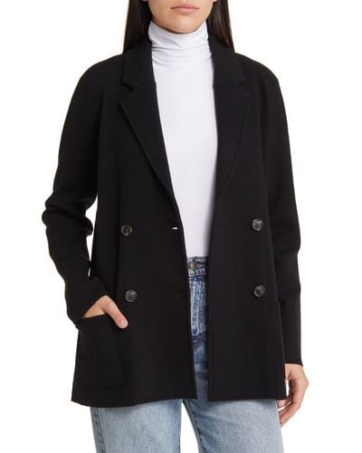Nordstrom Double Breasted Wool & Cashmere Blazer - Black