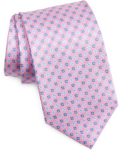 David Donahue Neat X-long Silk Tie - Pink