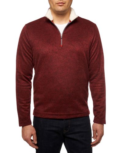 Robert Graham Virgo High Pile Fleece Lined Quarter Zip Pullover - Red