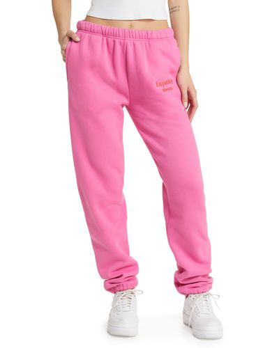 The Mayfair Group Empathy Always Embroidered Fleece Sweatpants - Pink