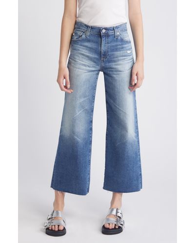 AG Jeans Saige Crop Raw Hem Wide Leg Jeans - Blue
