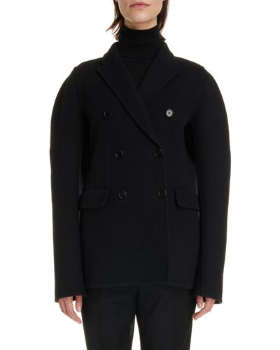 Chloé Rounded Shoulder Wool & Cashmere Coat - Black