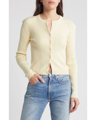 Reformation Natalie Cable Stitch Cardigan Sweater - Natural