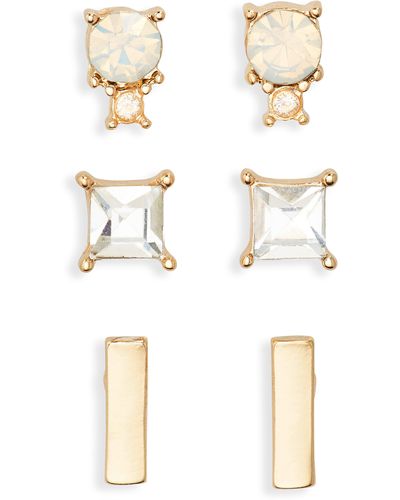 BP. 3-pair Geometric Stud Earrings - White