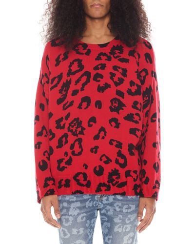 Cult Of Individuality Animal Print Sweater - Red
