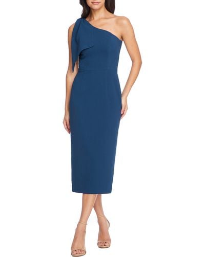 Dress the Population Tiffany One-shoulder Midi Dress - Blue