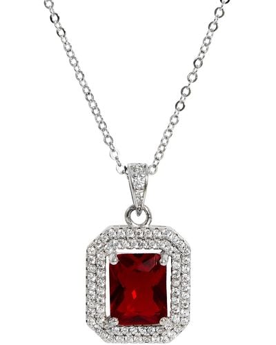 Savvy Cie Jewels Lab Created Gemstone Pendant Necklace - Red