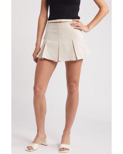 All In Favor Pleated Cotton Blend Miniskort In At Nordstrom, Size Large - White