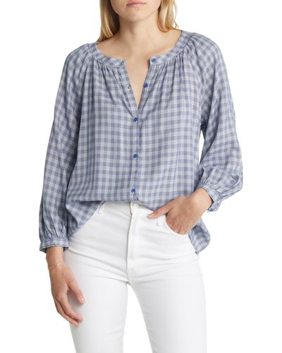Beach Lunch Lounge Ava Gingham Blouse - Blue