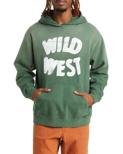 One Of These Days Wild West Ombré Cotton Graphic Hoodie - Green