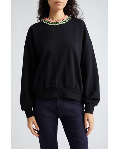 Cinq À Sept Chunky Rhinestone Embellished Sweatshirt - Black
