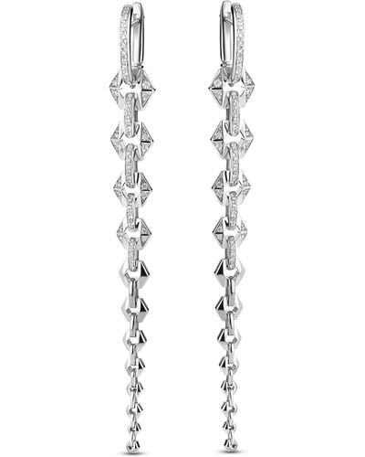 DRIES CRIEL Flow Graduated Diamond Chain Drop Earrings - White
