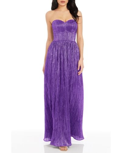 Dress the Population Audrina Strapless Gown - Purple