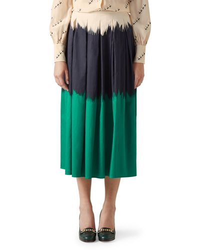 LK Bennett Dora Dip Dye Cotton Skirt - Green