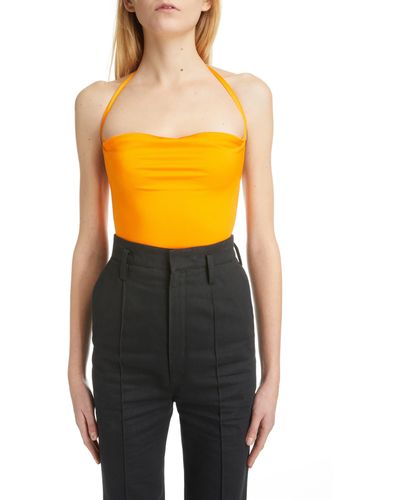 Saint Laurent Strapless High-cut One-piece Swimsuit - Orange