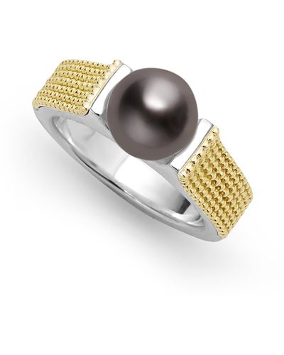 Lagos Luna Lux Black Tahitian Pearl Ring - Metallic