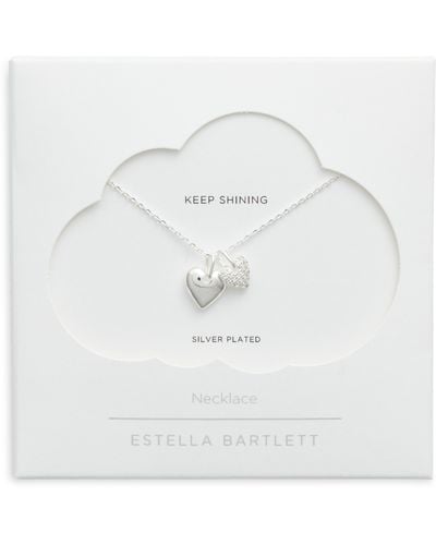 Estella Bartlett Double Heart Charm Necklace - White
