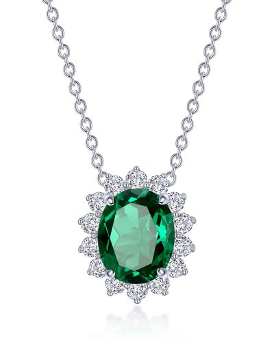 Lafonn Simulated Diamond Halo Pendant Necklace - Green