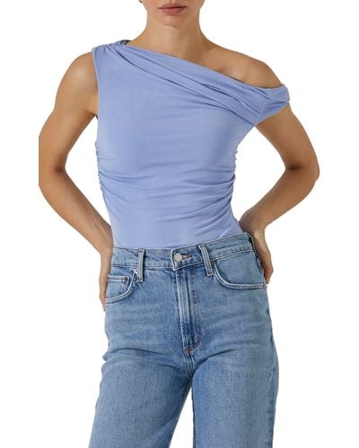Astr Fiora One-shoulder Bodysuit - Blue