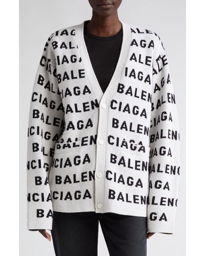 Balenciaga logo-print cardigan - White