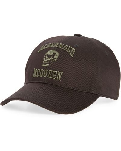 Alexander McQueen Varsity Skull Logo Embroidered Baseball Cap - Brown