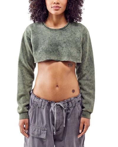 BDG Acid Wash Crop Sweatshirt - Gray