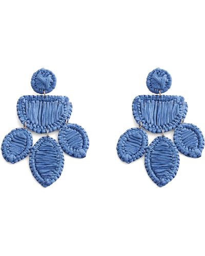 Mango Raffia Drop Earrings - Blue