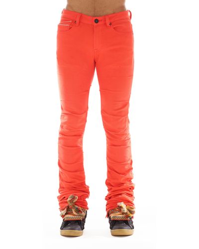 Cult Of Individuality Hipster Nomad Stacked Bootcut Jeans - Red