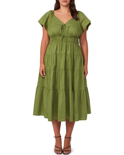 Estelle Ana Cotton Midi Dress - Green