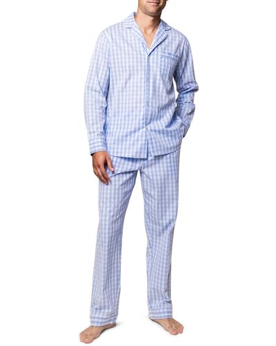 Petite Plume Gingham Cotton Pajamas - Blue