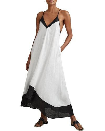 Reiss Stevie Colorblock Linen Cover-up Dress - White