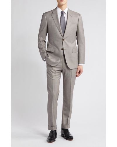 Emporio Armani G Line Brown Mélange Wool Suit - Gray