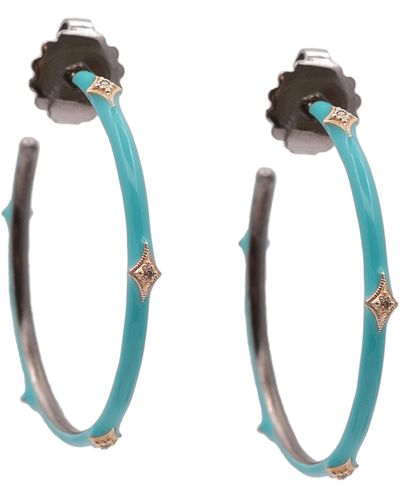Armenta New World 14k Gold & Enamel Hoop Earrings - Blue