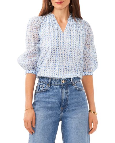 Vince Camuto Balloon Sleeve Peasant Top - Blue