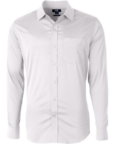 Cutter & Buck Versatech Geo Dobby Classic Fit Button-down Performance Shirt - White