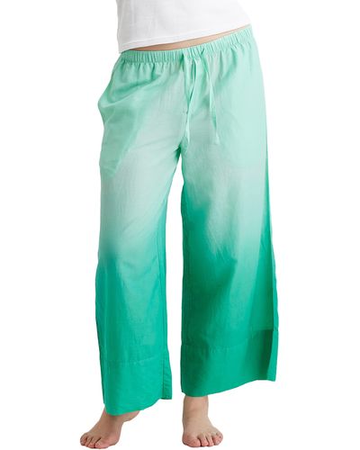 Papinelle Ombré Wide Leg Cotton Pajama Pants - Green