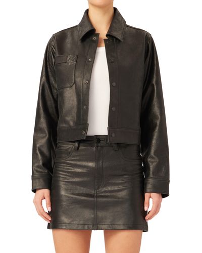 DL1961 Tilda Leather Shirt Jacket - Black