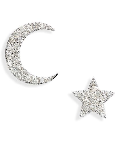 Meira T Mismatched Diamond Stud Earrings - White