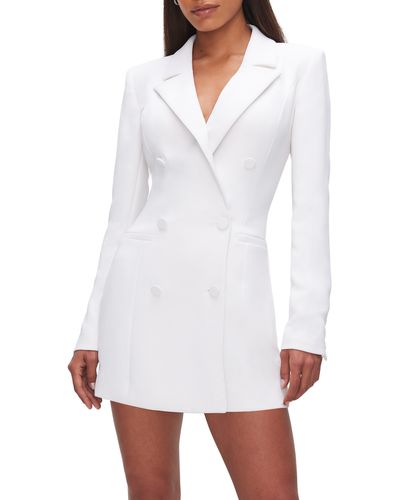 GOOD AMERICAN Luxe Suiting Exec Long Sleeve Blazer Minidress - White