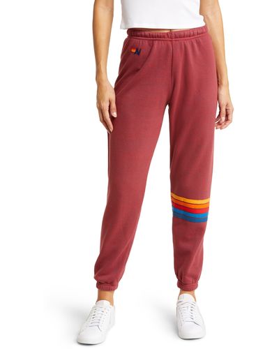 Aviator Nation Rainbow Stitch Sweatpants - Red