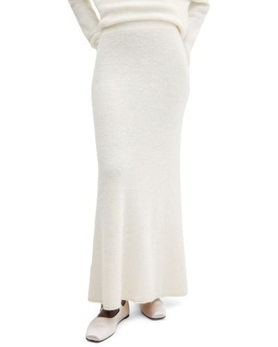 Mango Sweater Knit Midi Skirt - White