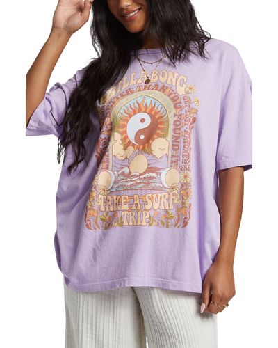 Billabong Surf Trip Oversize Graphic T-shirt - Purple