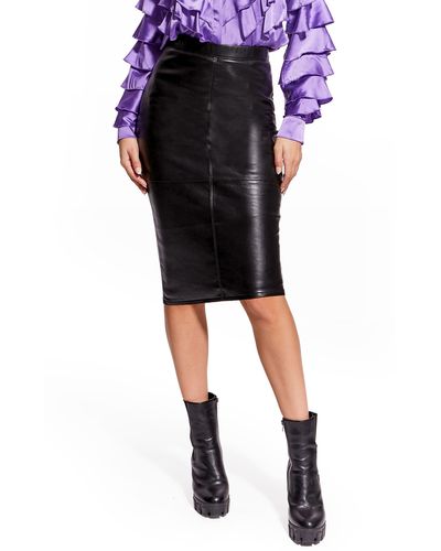 AS by DF Port Elizabeth Recycled Leather & Knit Pencil Skirt - Black